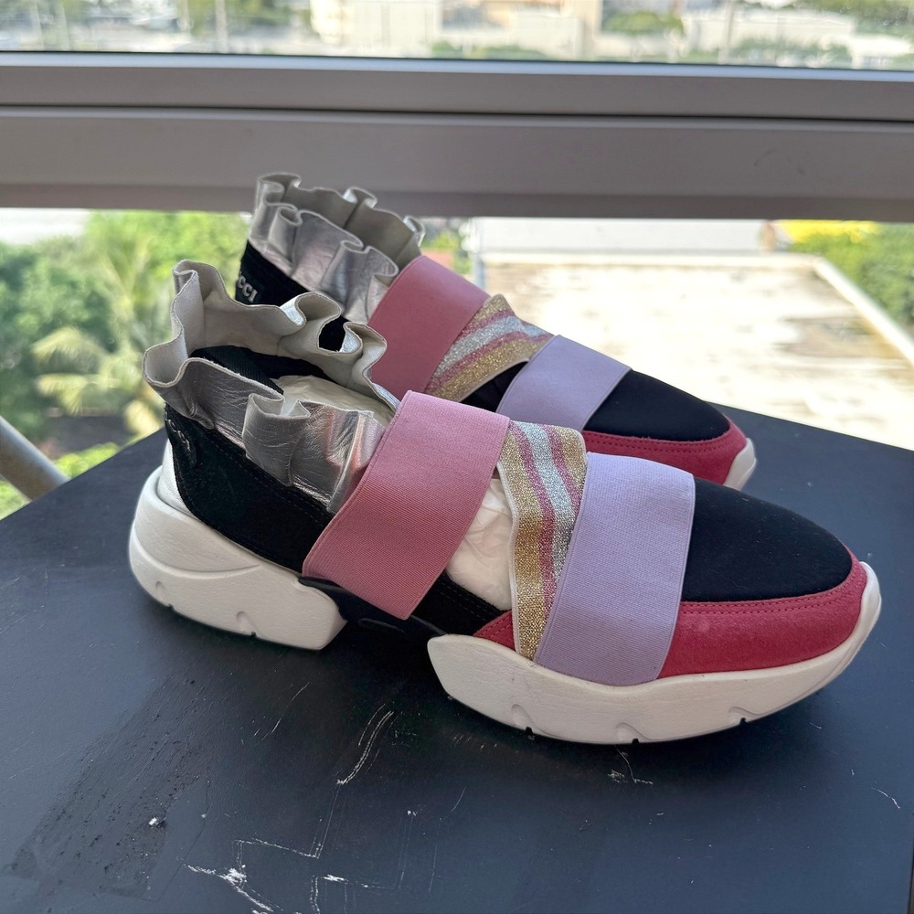 Emilio Pucci City Up Sneakers EU 40 Ruffle Multicolor Metallic Shoes NWOB